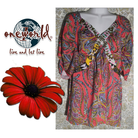 ONE WORLD Tops - One World Plus Size 1X Embellished Shirt